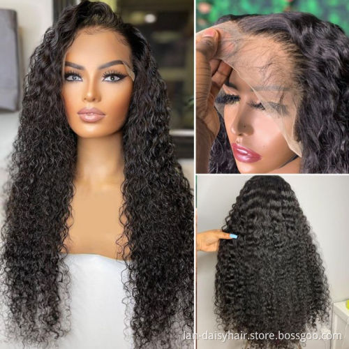 Wholesale Raw Indian  Hair Lace Frontal Wig Women Curly Wig Full Swiss Lace Front Closure Human Hair Wig